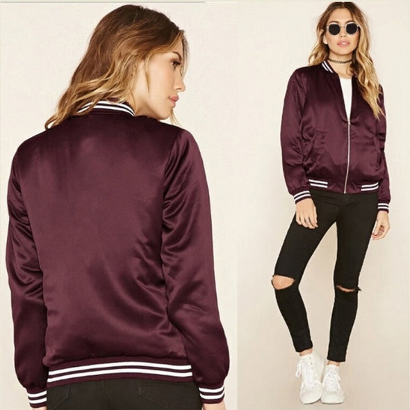 Solid Color Long Sleeve Slim Zipper Jacket