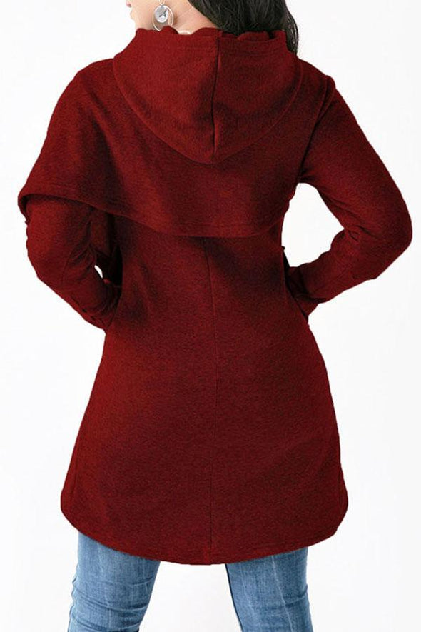 Asymmetric Hem Loose Fitting  Plain Hoodies