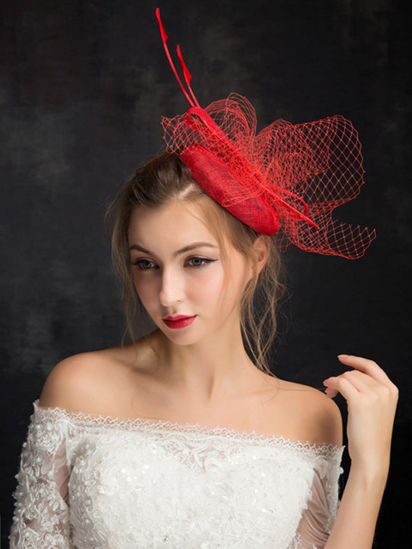 Handmade Feather Linen Top Hat