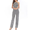 Open Back Slim Striped Jumpsuit