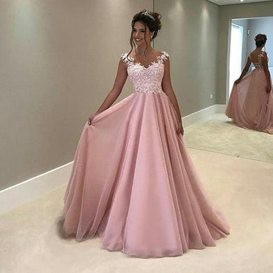 Sexy Lace V-Neck Sleeveless Long Princess Evening Dress