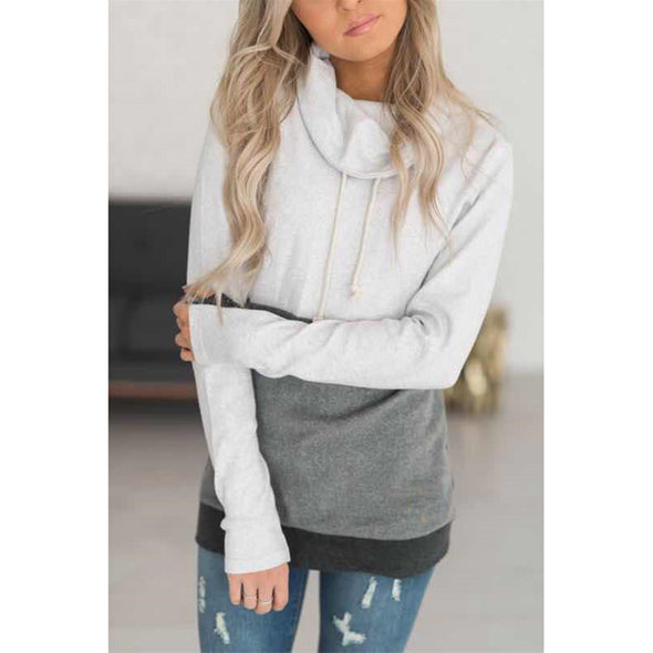 Colorblock Hooded Long Sleeve Sweater