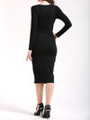 Women's New Round Neck Single-Breasted Solid Color Lace Knit Dress