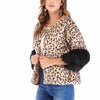 Fashion Fur Long Sleeve Leopard Printed Coat