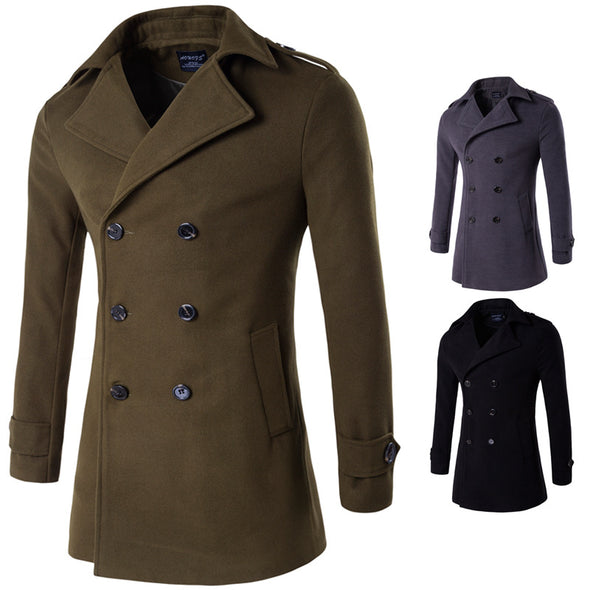 New Men's Double-breasted Epaulettes Coats