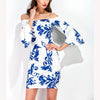 Blue-White Porcelain Slim Evening Dress