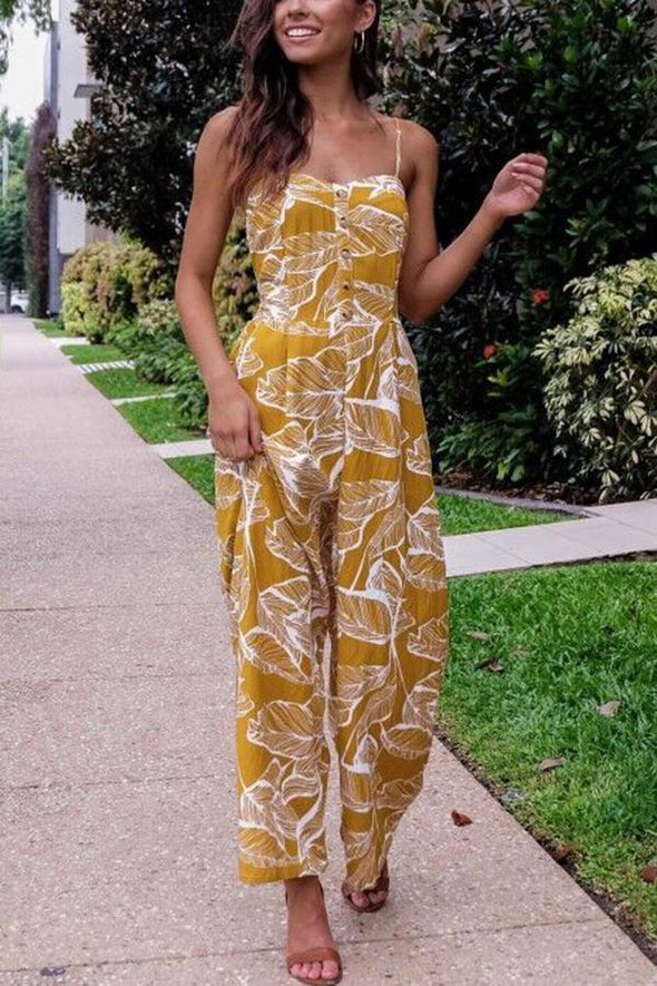 Sexy Fashion Floral Print Wide Leg Jumpsuit