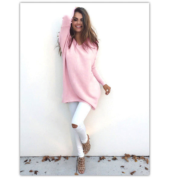 V- neck Long Sleeve Medium Style Sweaters