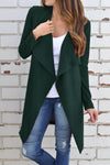 Casual  Fold Over Collar  Plain Cardigans