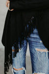 Fashion Solid Asymmetric Hem Tassel Cardigans