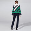 Colorblock Striped Turtleneck Sweater