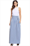 casual Stripe high waist maxi skirts