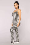 Casual Sleeveless Round Neck Check Jumpsuits