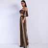 New suit female tube top puff sleeves + striped straight pants