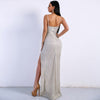 2022 Women Sexy Harness V Neck Glitter Backless   Elegant Maxi Party Dress