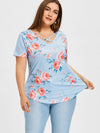 casual Print Short sleeve V neck plus size tops