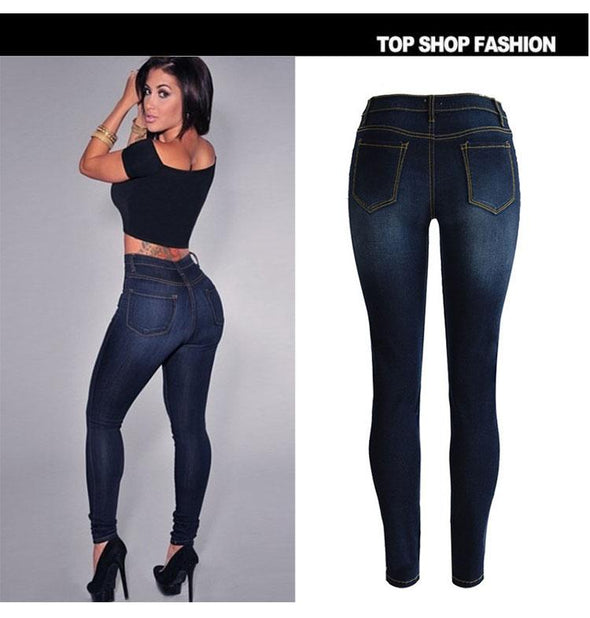 casual solid color high waist bodycon trousers jeans