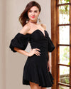 Fashion V-neck Off the Shoulder Lantern Sleeve Dress