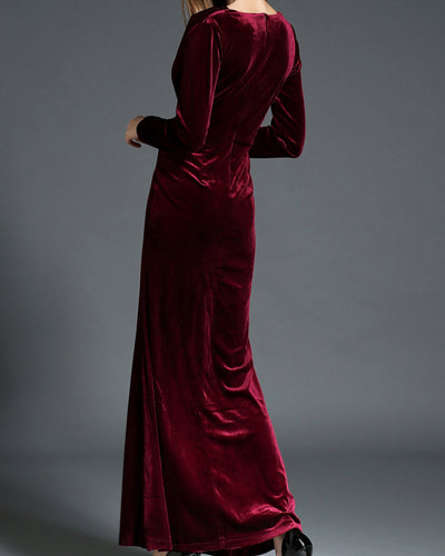 Elegant Split Velvet Evening Dress