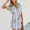 Women's loose striped short long shirt