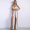 Women's sexy sling two-piece high waist white split pants