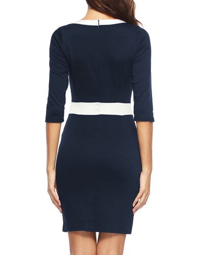 Fashion O-Neck Three-Quarter Sleeve Bodycon Dress