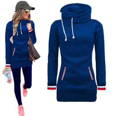 Long Sleeved Solid Color Hooded Sweatshirt