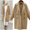 Fashion Pure Color Long Sleeve Lapel Woolen Coat