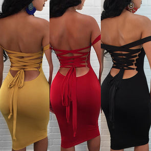 Tube top Spaghetti Straps Backless Slim Bodycon Dress