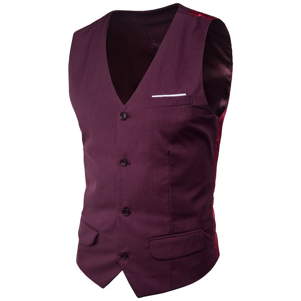 Men's Slim Solid Color Lattice Suit Vest