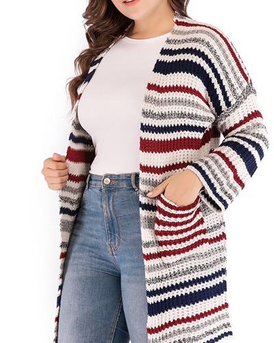 Striped Knit Cardigan Sweater