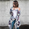 Irregular Long Sleeve Printed Knit Cardigan