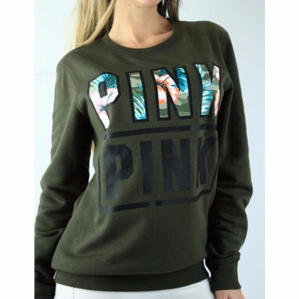 Letter Printed Long Sleeve Fleece Sweatshirt