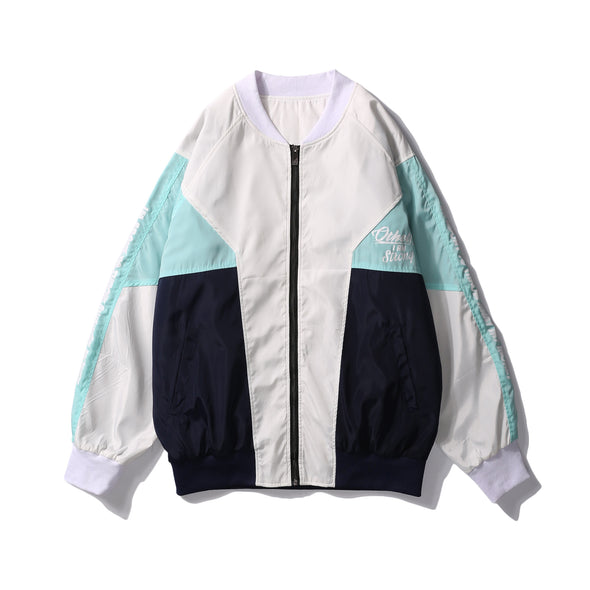 Sports Style Loose Color Zippe Jacket