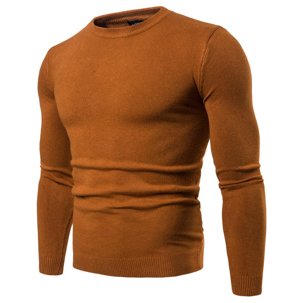 New Men's O-Neck Solid Color Long Sleeve Sweater