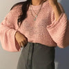 Loose Flare Sleeve Round Collar Hollow Knitting Sweater