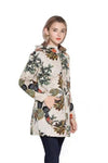 Leaf Print Hooded Long Sleeve Jacket