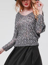 New Short Sleeve V-neck Sweater Knit Shirt