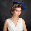 New Flower Feather Mesh Blue Top Hat