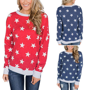 Printed Long-Sleeved O-Neck Sweater