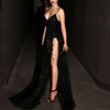 Sequins V-Collar Sexy Backless Sling Split Evening Dress