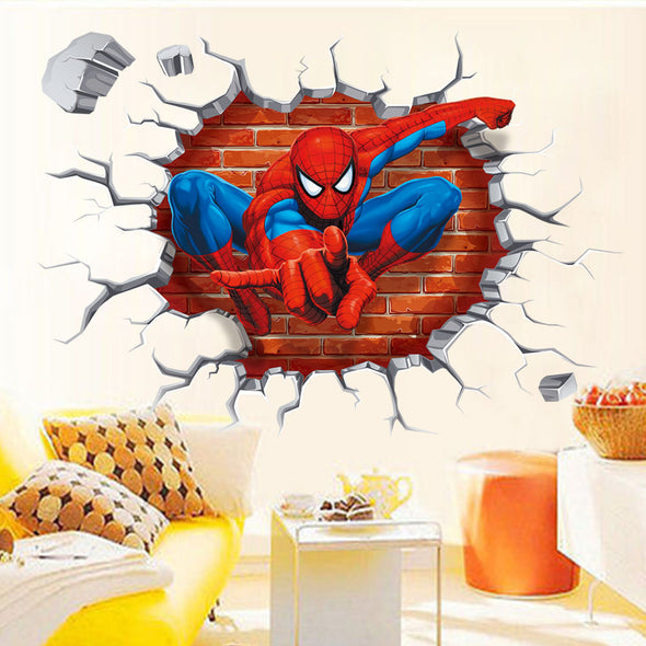 Cartoon Spider Man Wearing Wall Background Wall Sticker