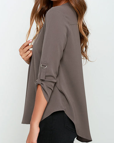 Women's V-neck Long-Sleeved Shirt