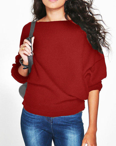 Loose Bat Sleeve Thread Knit Sweater