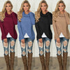 Irregular Solid Long Sleeve Knit Sweater