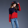 Hit Color Patchwork  Round Neck Sweaters