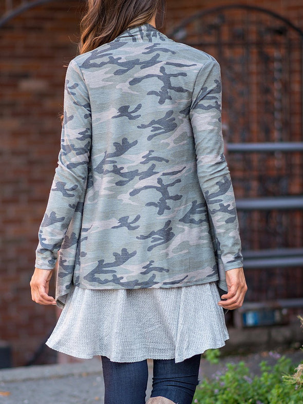 Camouflage  Long Sleeve Cardigans