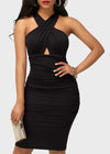 Women's Pleated High Waist Sleeveless Evening Dress