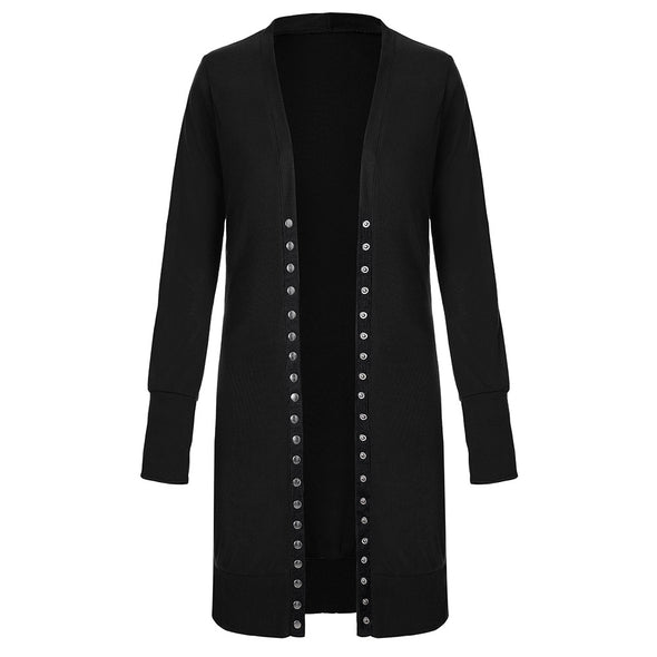 Fashion Pure Color Button Cardigan Outwear