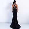 Sexy high collar cross hollow backless elegant evening dress